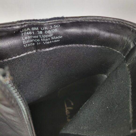 Clarks Womens Ankle Bootie Size 6 Black Leather Square Toe Zip Closure Witchy - Picture 9 of 12